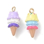 Emaille Anhänger Legierung, Eiscreme Charme, golden