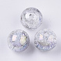 UV Plating Transparent Crackle Acrylic Beads, Half Drilled, Two Tone, Rainbow, Bead in Bead, Round