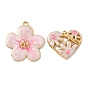 304 нержавеющей стальной эмали подвески, золотые, цветок и сердце