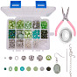 DIY-Schmuck-Set machen, mit tibetischen Stil Legierung Perlen, Glasperlen und Edelsteinperlen, mit Messing-Endstück, Verlängerungsketten und Ohrhaken aus Messing