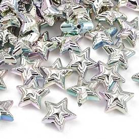 УФ-покрытие непрозрачные бусины из пластика ccb, радужный, звезда
