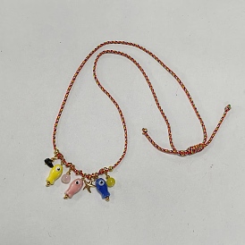 Collares ajustables de poliéster con colgante de pez de porcelana y estrella de mar hechos a mano con temática marina para mujer.