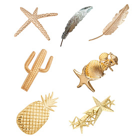 Стильная заколка для волос с ракушкой и океанской звездой, дизайн перьев и листьев — большой пружинный зажим для женских причесок