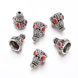 Tibetano estilo aleación perla cono, con esmalte, cono, plata antigua