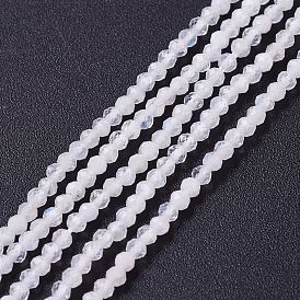 Natural White Moonstone Beads Strands, Faceted, Round