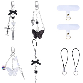 4 комплекты мобильных ремешков из сплава, с акриловыми шариками, 2 заплатка для шнурка для мобильного телефона из ТПУ и 2 шт. нейлоновый шнур для изготовления петель для мобильного телефона