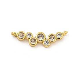 Rack Plating Brass Pave Cubic Zirconia Flat Round Connector Charms, Cadmium Free & Lead Free, Long-Lasting Plated