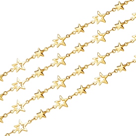 Brass Star Link Chains, Soldered, Long-Lasting Plated