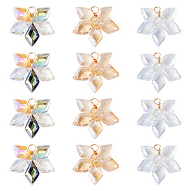 18шт 3 стили стеклянные подвески, цветок, с медной проволокой, граненые