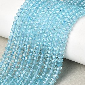 Натуральные бусы из голубого топаза нити, фонарь, граненые