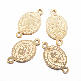 Ионное покрытие (ip) 304 звенья / соединители из нержавеющей стали, Овальный со святым бенедиктом