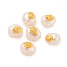 Oval Natural Freshwater Pearl Beads, with Long-Lasting Plated Brass Findings