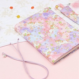 A5/A6 Cloth Book Covers, Vintage Notebook Wraps, Rectangle with Unicorn Pattern
