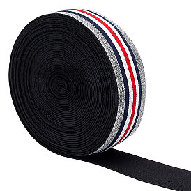 ARRICRAFT Polyester Elastic Ribbon, with Stripe Pattern, Flat