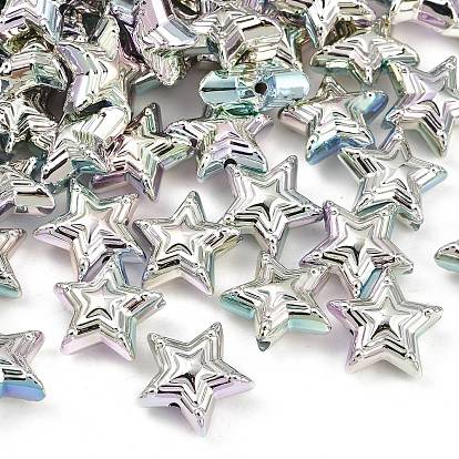 УФ-покрытие непрозрачные бусины из пластика ccb, радужный, звезда