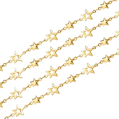 Brass Star Link Chains, Soldered, Long-Lasting Plated