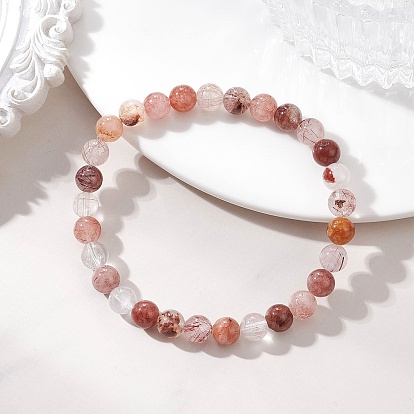 Натуральные многоцветные эластичные браслеты из бусин рутилового кварца для женщин., круглые