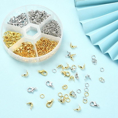 DIY Jewelry Making Finding Kit, Including Iron Open Jump Rings & Bead Tips, Zinc Alloy Lobster Claw Clasps
