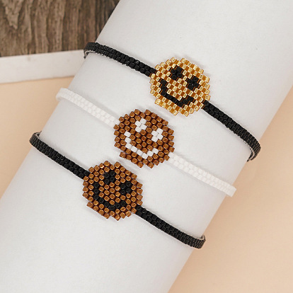 Регулируемые браслеты из плетеного бисера Miyuki со светящимся лицом