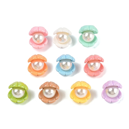 Непрозрачные кабошоны из смолы, форма ракушки с жемчужинами из АБС-пластика