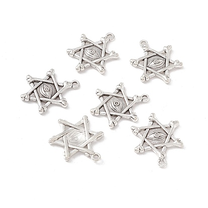 Pendentifs en alliage de style tibétain, étoile de david avec oeil