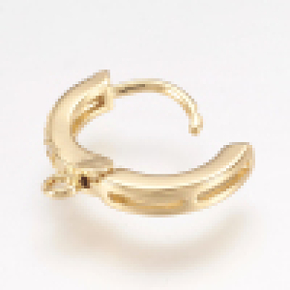 Hallazgos de aretes de aro de plata de ley chapados en estante, con circonita cúbica transparente y presillas, sin plomo y el cadmio