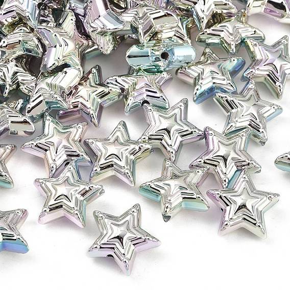 УФ-покрытие непрозрачные бусины из пластика ccb, радужный, звезда
