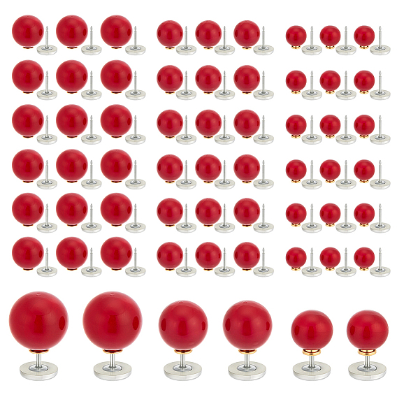 60 pièces 3 styles broches de revers en plastique imitation perle anti-reflets, ronde, Avec alliage et fer