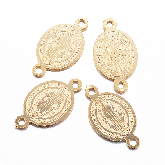 Ионное покрытие (ip) 304 звенья / соединители из нержавеющей стали, Овальный со святым бенедиктом