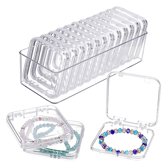 12Штатные квадратные прозрачные акриловые коробки для хранения браслетов из бусин и камней 1Штатные прямоугольные прозрачные акриловые коробки для хранения браслетов без крышки