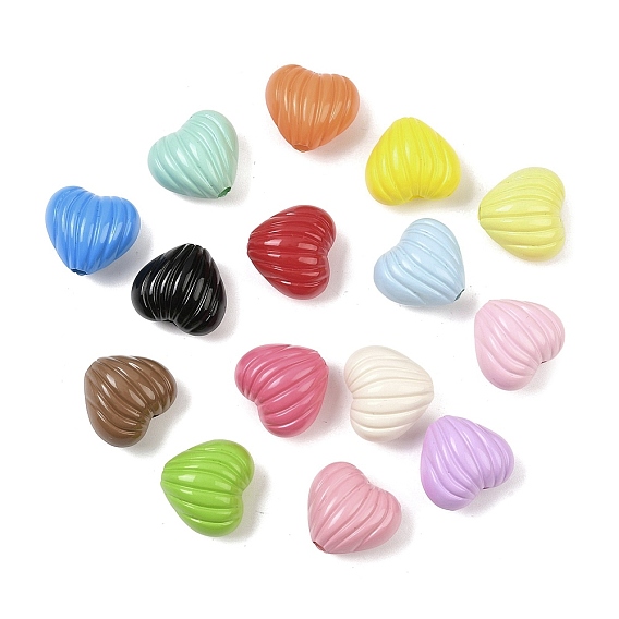 Непрозрачные акриловые бусины, сердце с полосой