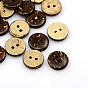 Кокосовое кнопки, 2-луночное, плоско-круглые, 15x3 мм, отверстие : 2 мм