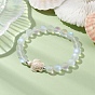 Beach Dyed Synthetic Turquoise Bead Bracelets, 8mm Round Synthetic Moonstone Beaded Stretch Bracelets for Women Men, Beige