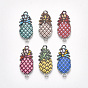 Printed Alloy Links Connectors, with Enamel, Pineapple, Platinum