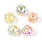 Печатные прозрачные акриловые бусины, бусина в бусине, круглый с ромашкой, AB цвет