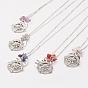 Alloy Pendant Necklaces, with Brass Chains and Gemstone Chips, Compass