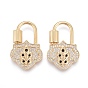 Brass Micro Pave Cubic Zirconia Screw Carabiner Lock Charms, for Necklaces Making, Long-Lasting Plated, Lock, Colorful