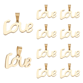 Unicraftale 10Pcs Ion Plating(IP) 304 Stainless Steel Pendants, Valentine's Day, Word Love
