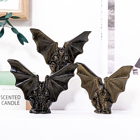 Natural Golden Sheen Obsidian Carved Batman Ornament, for Home Office Desk Decoration