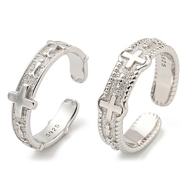 Кольцо-манжета с родиевым покрытием 925 серебро 925 пробы, перекрестные открытые кольца для женщин и мужчин