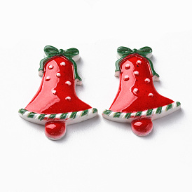 Opaque Resin Cabochons, Christmas Jingling Bell