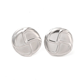 Flat Round 304 Stainless Steel Stud Earrings for Women