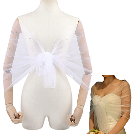 Шали из полиэстеровой сетки, с пластиковой имитационной жемчужиной, свадебные аксессуары для невесты