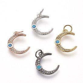 Латунные микро проложить кубического циркония подвески, с опалом, без свинца, без кадмии и без никеля, луна