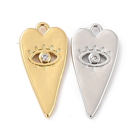 Eco-Friendly Brass Micro Pave Clear Cubic Zirconia Pendants, Cadmium Free & Lead Free, Heart
