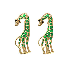 Enchanting Forest Giraffe Earrings: Unique Zinc Alloy Long Neck Animal Jewelry for Fashionable Women