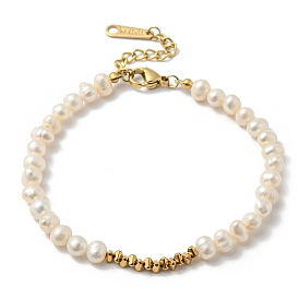 Bracelets de perles naturelles, placage ionique (ip) 304 bijoux en acier inoxydable pour femmes