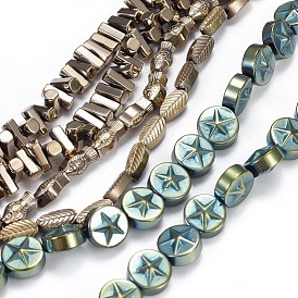 Electroplate Non-magnetic Synthetic Hematite Beads Strands, Mixed Shapes