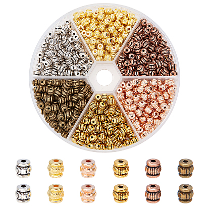 600Pcs 6 Colors Tibetan Style Alloy Beads, Cadmium Free & Nickel Free & Lead Free, Lantern