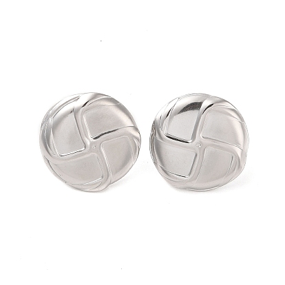 Flat Round 304 Stainless Steel Stud Earrings for Women